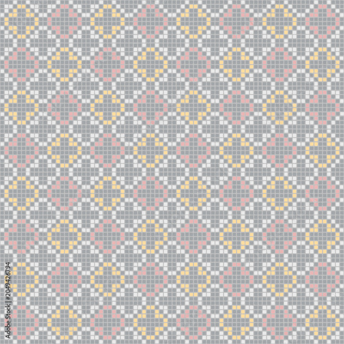 geometric ornament of hand drawn pixels. vector seamless pattern. repetitive background. modern decorative art. fabric swatch. textile design. embroidery template. home decor
