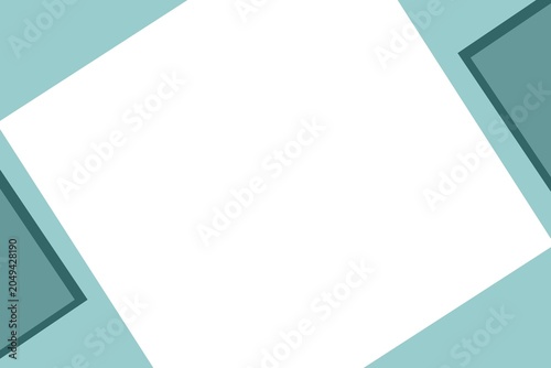 Minimalist Abstract Teal Blue Geometric Background Template with Central White Square Frame