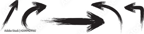 Brush, left two right set. bold arrows set. grunge arrow vector. grunge arrow paint. design element vector illustration,
