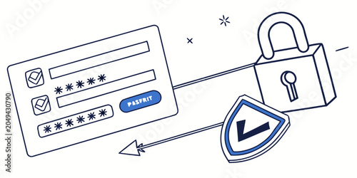 Foto Secure password login form and user authentication concept