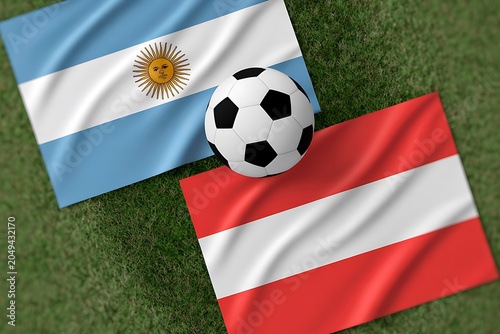 Argentina vs austria soccer flags with ball