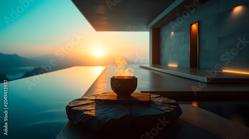 wellness ritual in a serene architectural space