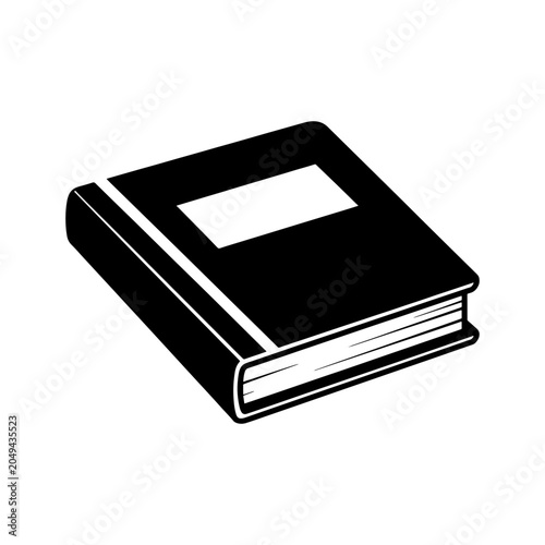Fotografie A simple black silhouette of a closed hardcover book resting on a white backgrou