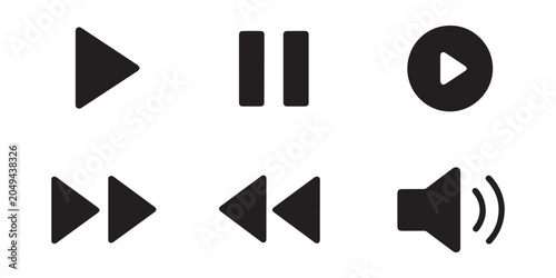 Tableau sur toile Professional playback and volume control icon set for multimedia application interface design vector