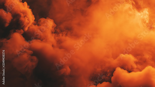 Halloween background orange smoke cloud fog dark spooky atmosphere with swirling vapor creating dramatic abstract backdrop