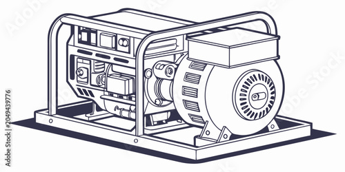 Vászonkép Portable generator outline icon with black and white line art generator portable