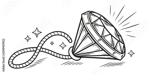 Foto Diamond on a rope illustration with white background hand drawn precious stone g