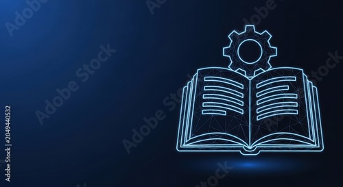 Open Book With Gear Technology Symbolizing Knowledge and Engineering Processes