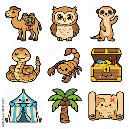 Photos Cartoon animals and fantasy objects.