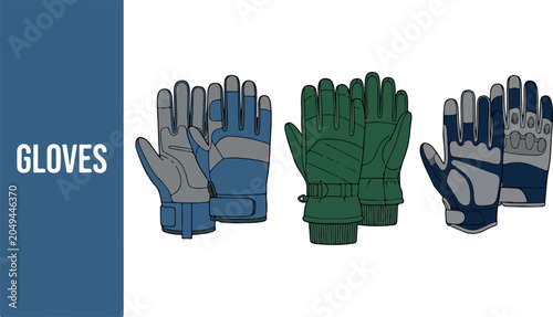 A collection of assorted gloves on display for fashion and protection