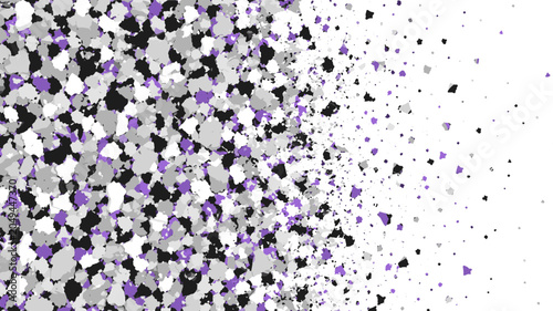 Abstract neon purple black and white resin epoxy floor design chip pattern similar to terrazzo style