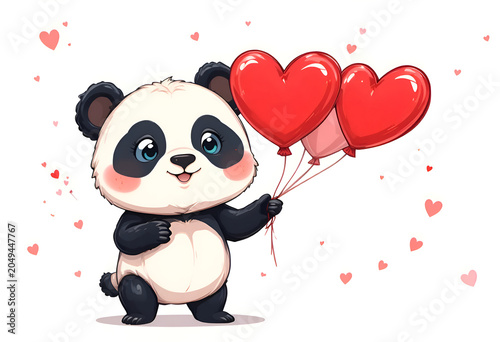 panda with heart