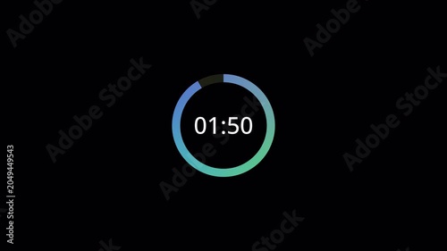 Two minute countdown animation with alpha channel, Two minutes countdown timer on a transparent background, 2 minute countdown video
