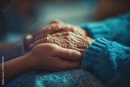 hands holding elderly hand with care