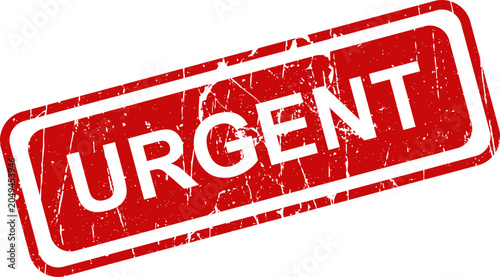 Fotografie Distressed red urgent stamp graphic isolated on white background warning sign
