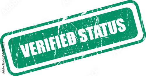 Foto Verified status green stamp authenticated approval seal for business and securit