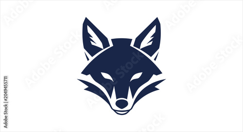 Obraz na plátně Stylized Dark Blue Fox Head Logo Design.