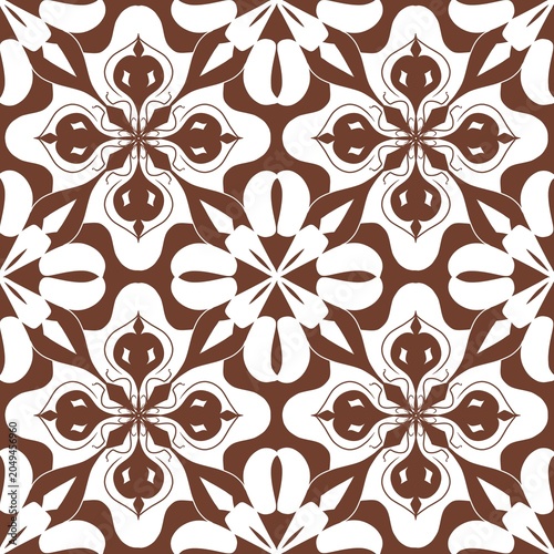 Brown Vintage Floral Tile Pattern