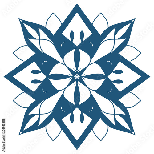 Blue Floral Geometric Mandala Ornamental Design