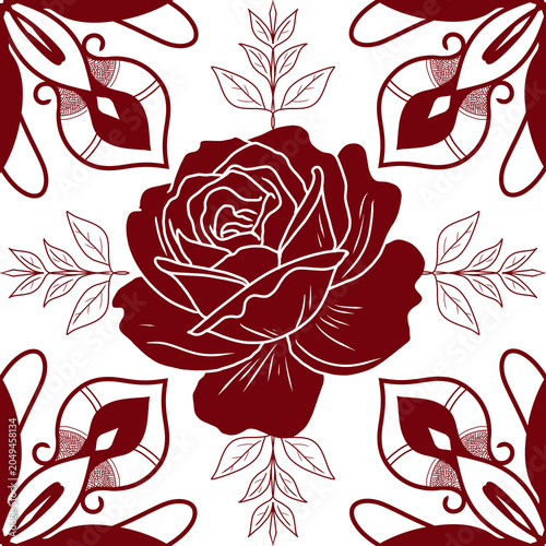 Red Rose Ornamental Decorative Pattern