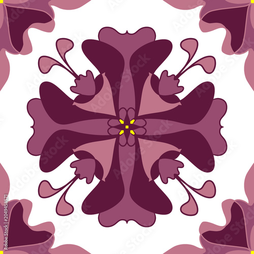 Purple Folk Art Floral Ornament