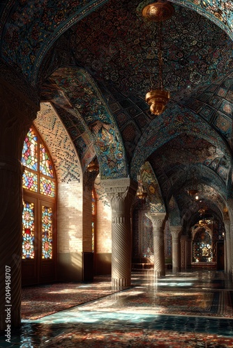 ornate mosque interior with intricate designs