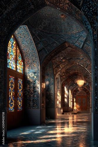 ornate interior with stained glass and intricate designs