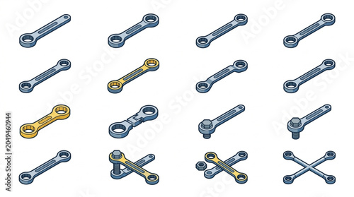 Fotografia Collection of Various Metal Wrenches and Tools for Repair and Construction