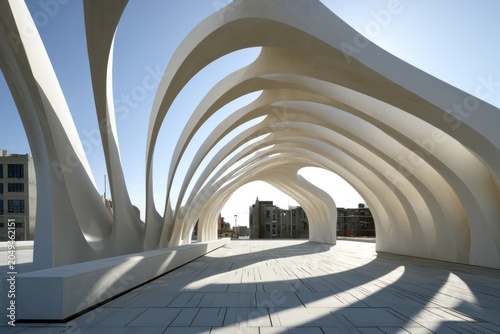 modern architectural structure with flowing lines