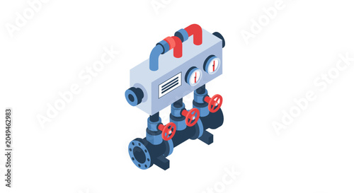 Industrial Manifold System with Valves and Gauges.