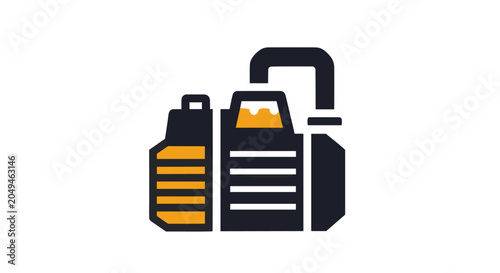 Industrial Pump Icon with Yellow Accents.
