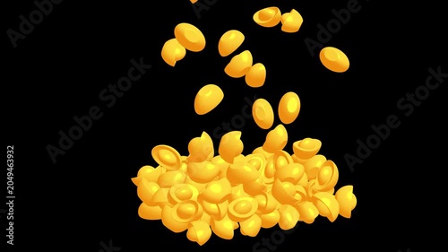 Chinese gold ingot yuan bao. Wealth, prosperity, fortune lucky success. Traditional Chinese New Year culture. 3d render animation available in FullHD and 4K video