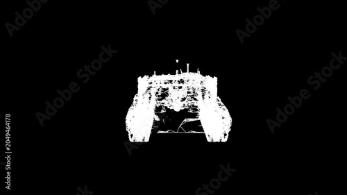 Military armored tank, army machine, heavy, special transport. Wireframe low poly mesh. Available in FullHD and 4K video