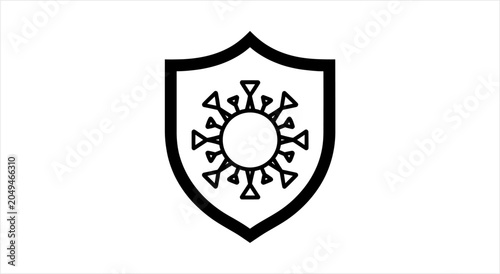 Shield with virus symbol representing protection against disease.