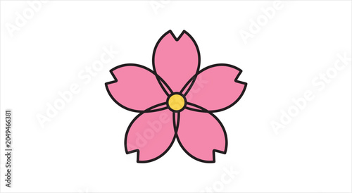 Simple Pink Cherry Blossom Flower Icon.