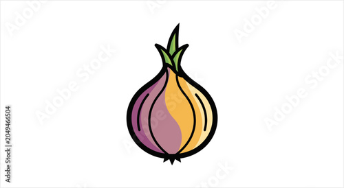 Stylized Illustration of a Single Onion Vegetable.