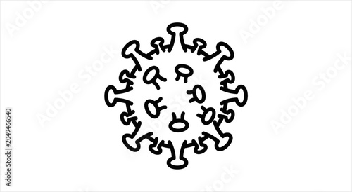 Stylized Line Art Icon of a Coronavirus Particle.