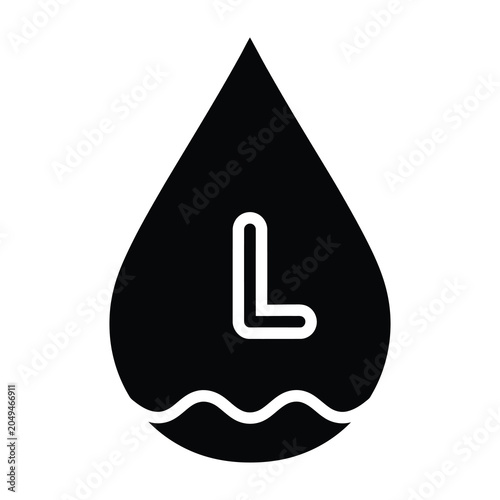 Bild auf Leinwand Water drop icon with letter L silhouette symbol for liquid beverage or fluid log