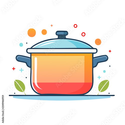 Flat design illustration of a cooking pot with lid