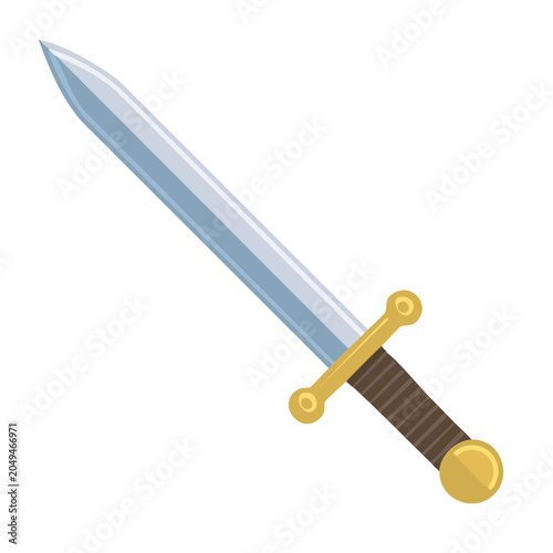 Flat design illustration of a medieval sword