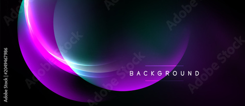 Foto Abstract background features flowing purple, teal light curves