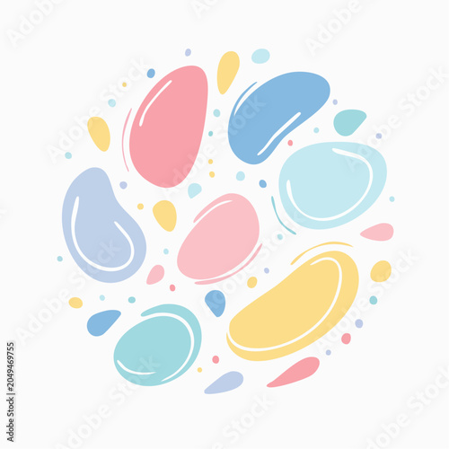 Abstract Pastel Shapes and Dots Pattern