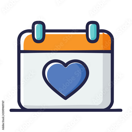 Calendar icon with a blue heart symbol