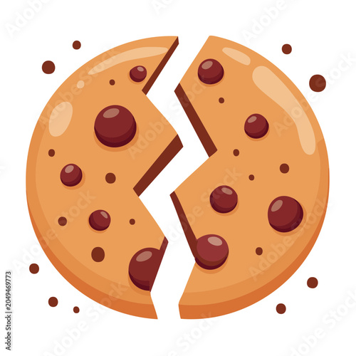 Broken chocolate chip cookie illustration
