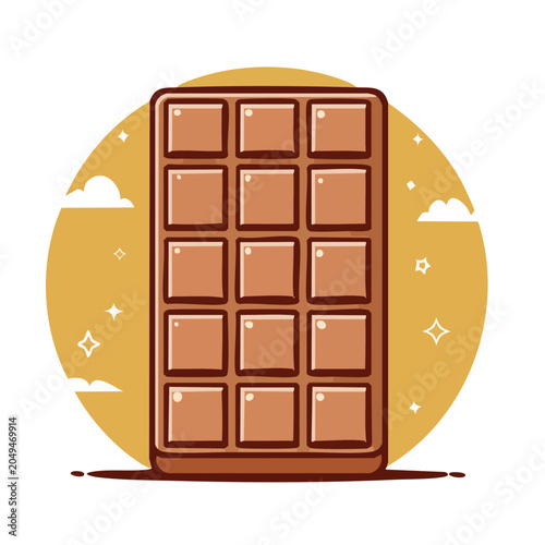 Flat design illustration of a milk chocolate bar