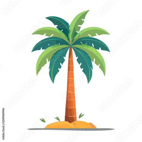 Flat design illustration of a palm tree on sand