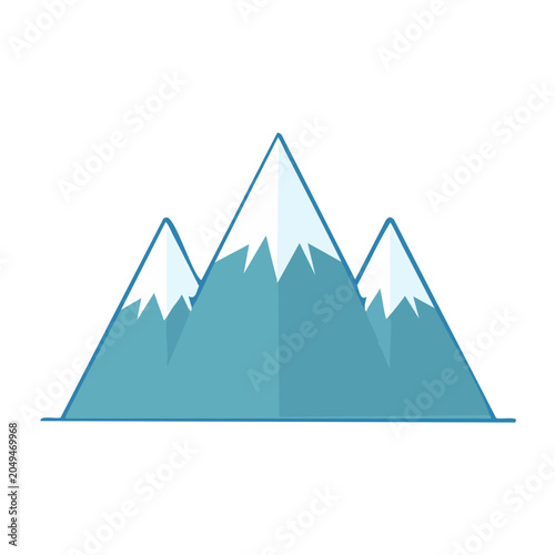 Flat design illustration of snow-capped mountains