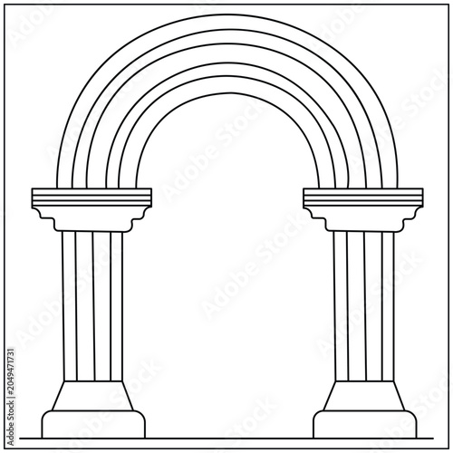 Greek Roman Column Line Art
