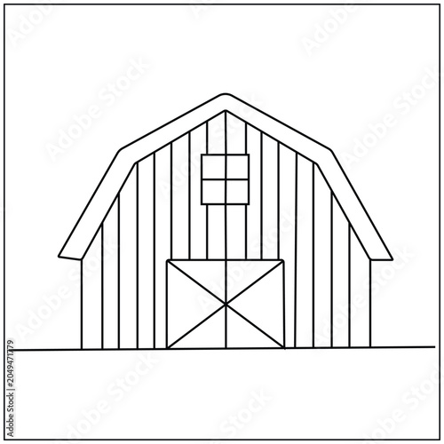 Minimal Barn House Line Art
