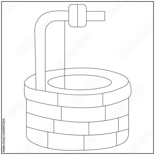 Minimal Water Well Line Art
